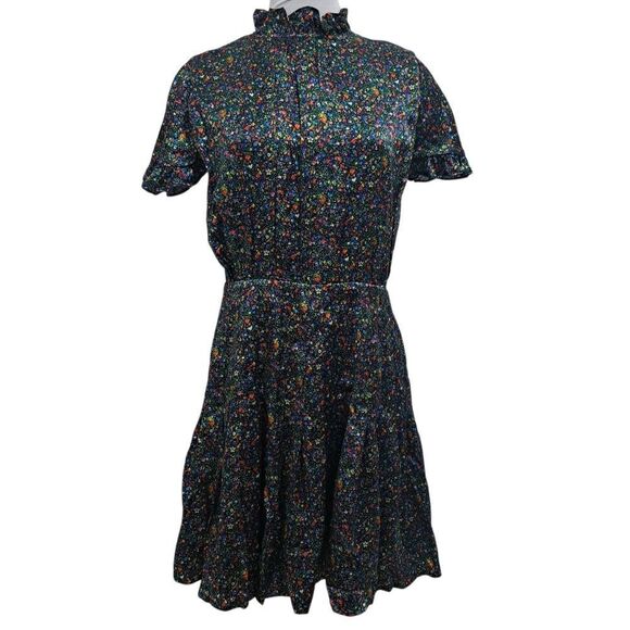Cynthia Rowley Tina Silk Floral Ditsy Ruffle Mini Dress Size 8 Multi-Color NWT - Picture 1 of 16